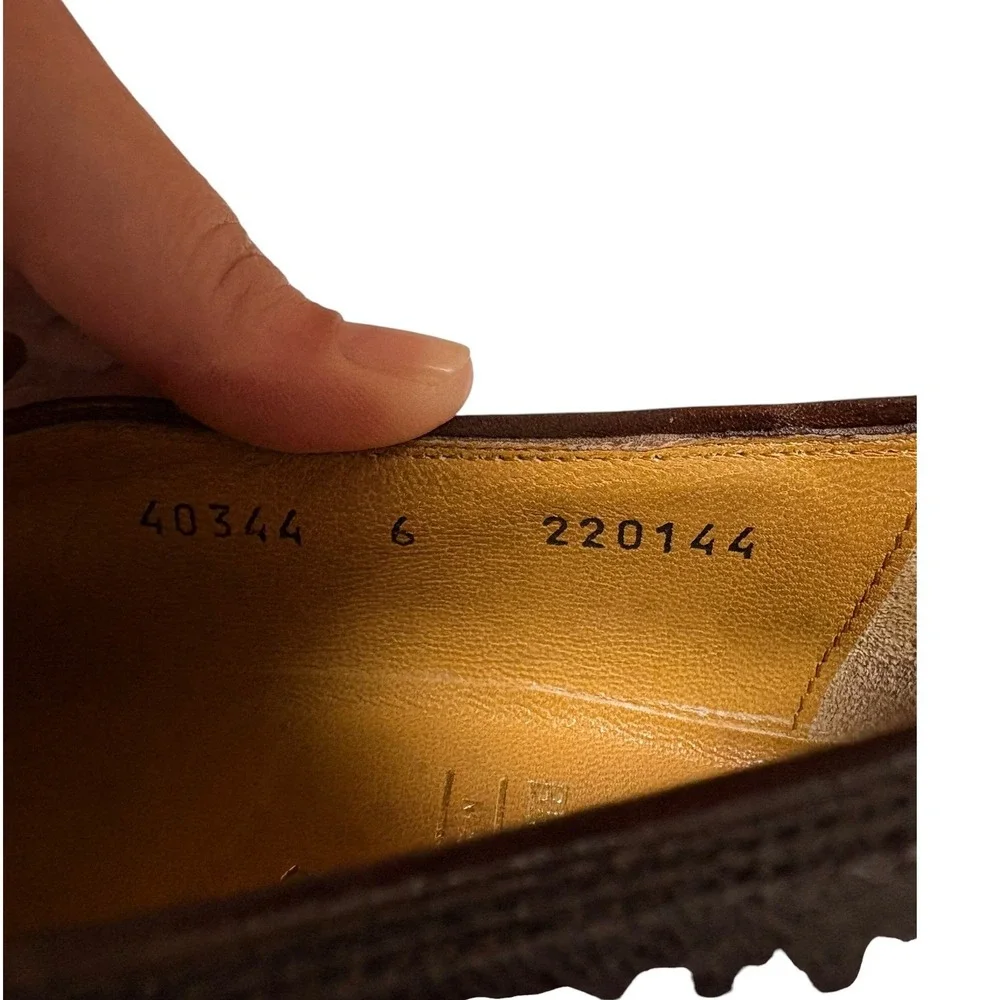Bruno Magli Vintage Brown Leather Crocodile Texture Gold Logo Slip on Loafer - 6